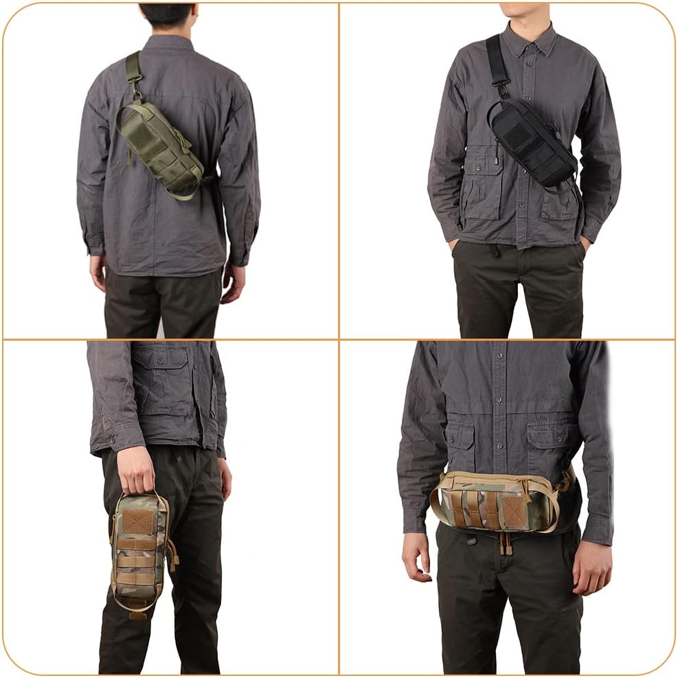 ACEXIER Tactical Waist Bag Shoulder Bag Chest Bag Military Belt Waist Pack Multifunctional for Outdoor Hunting Daily Equipment Tool Bag (Khaki)