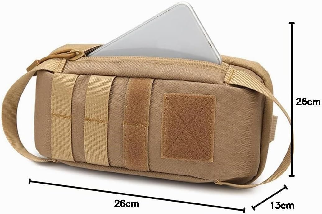 ACEXIER Tactical Waist Bag Shoulder Bag Chest Bag Military Belt Waist Pack Multifunctional for Outdoor Hunting Daily Equipment Tool Bag (Khaki)