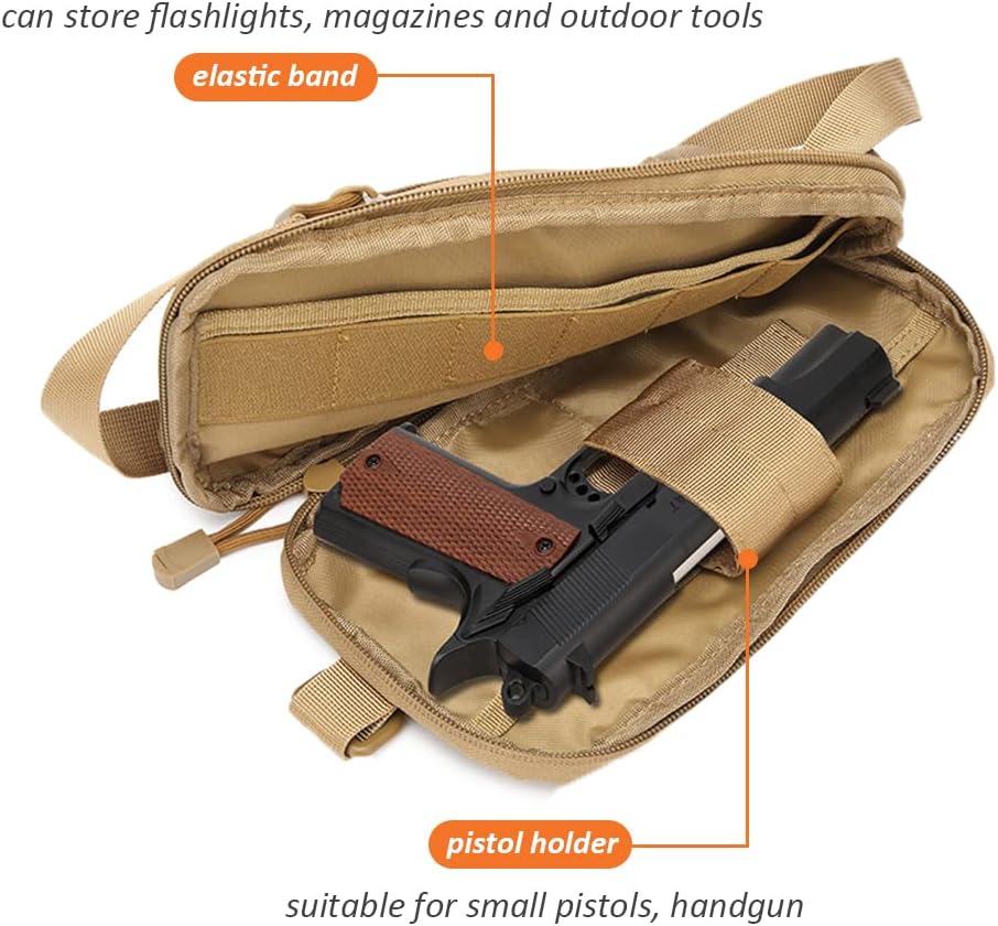 ACEXIER Tactical Waist Bag Shoulder Bag Chest Bag Military Belt Waist Pack Multifunctional for Outdoor Hunting Daily Equipment Tool Bag (Khaki)