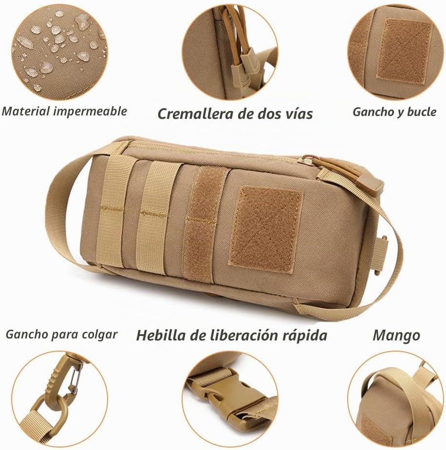 ACEXIER Tactical Waist Bag Shoulder Bag Chest Bag Military Belt Waist Pack Multifunctional for Outdoor Hunting Daily Equipment Tool Bag (Khaki)