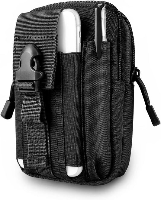 Tactical Molle EDC Waist Bag, Leskyair Tactical Belt Bag Compact 1000D Nylon Multifunctional Men's Military Waist Pack for Camping, Hiking, Cycling, Climbing and Traveling, A-black